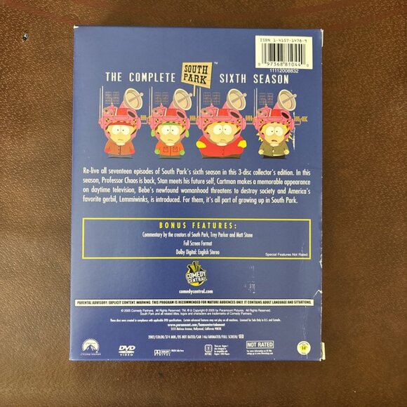 South Park - The Complete Sixth Season (DVD, 2005, 3-Disc Set) - Picture 2 of 3